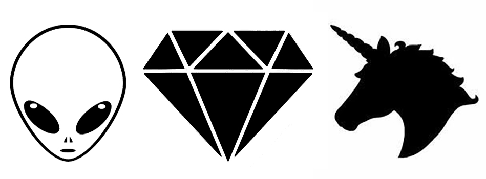 silhueta alien diamante e unicórnio tumblr
