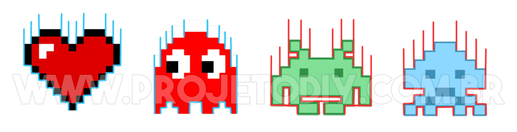 DIY Cartão 3D Pop-Up Coração Pac Man Pixel Art