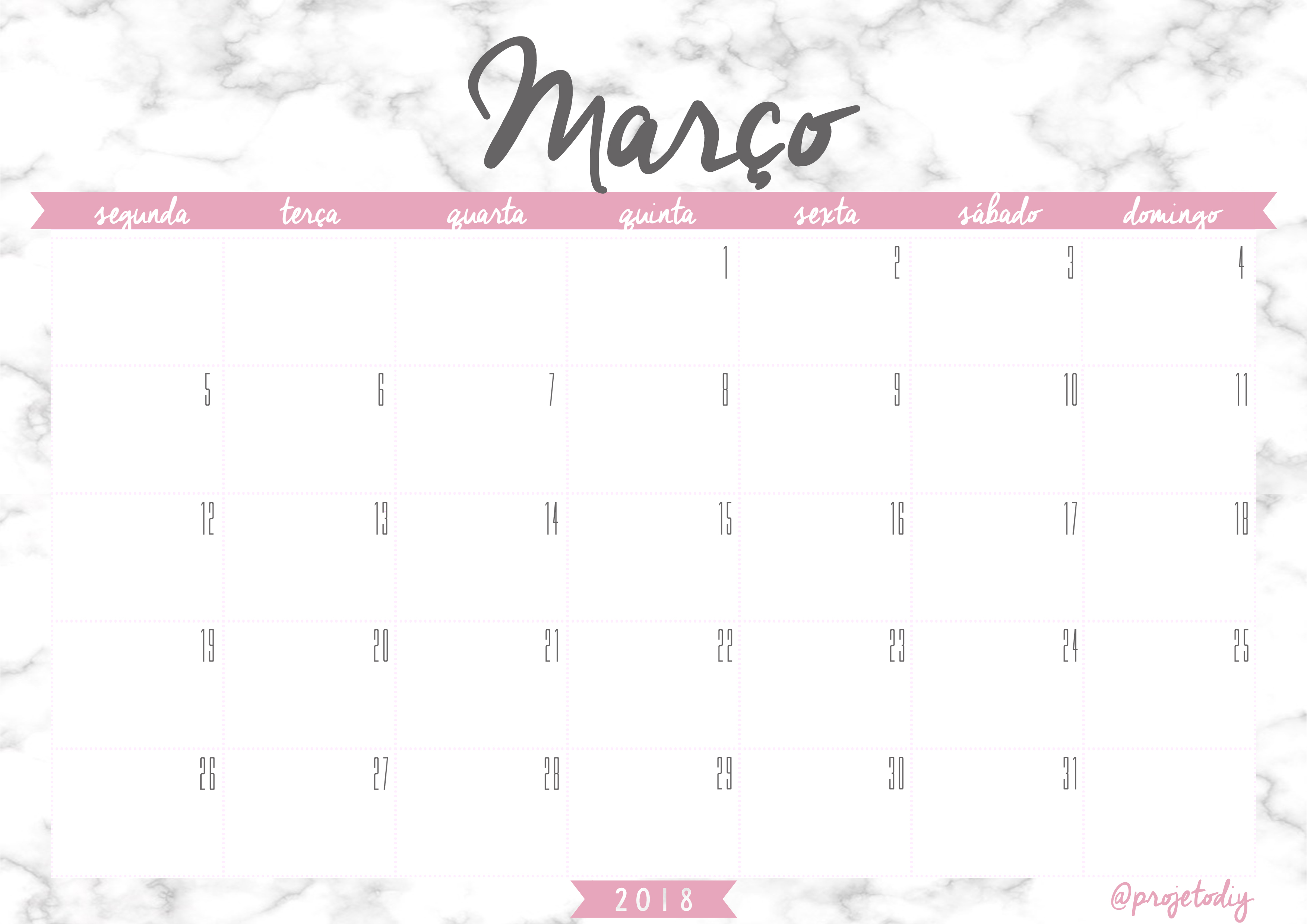 calendario 2018 - março