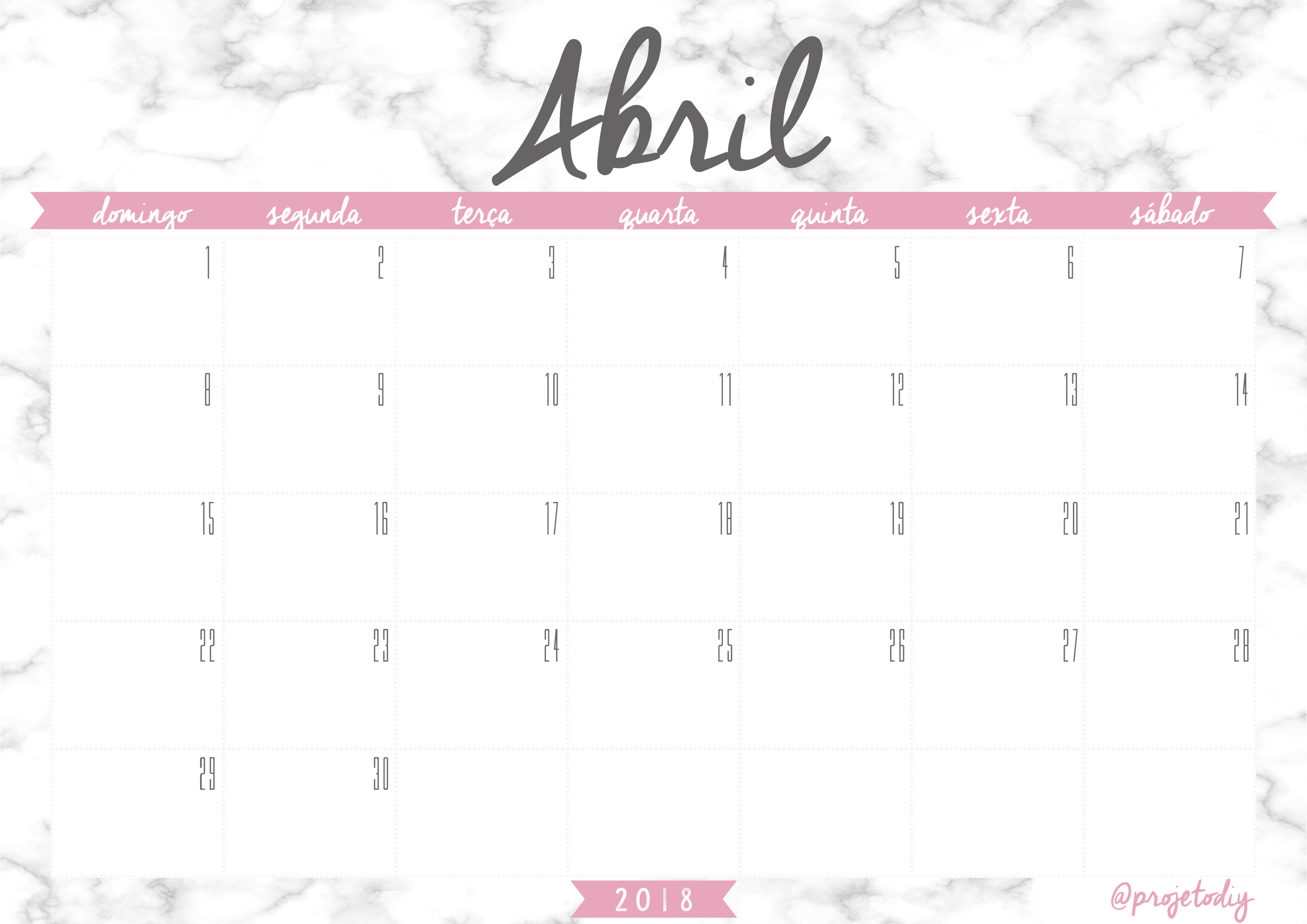 calendario 2018 - abril