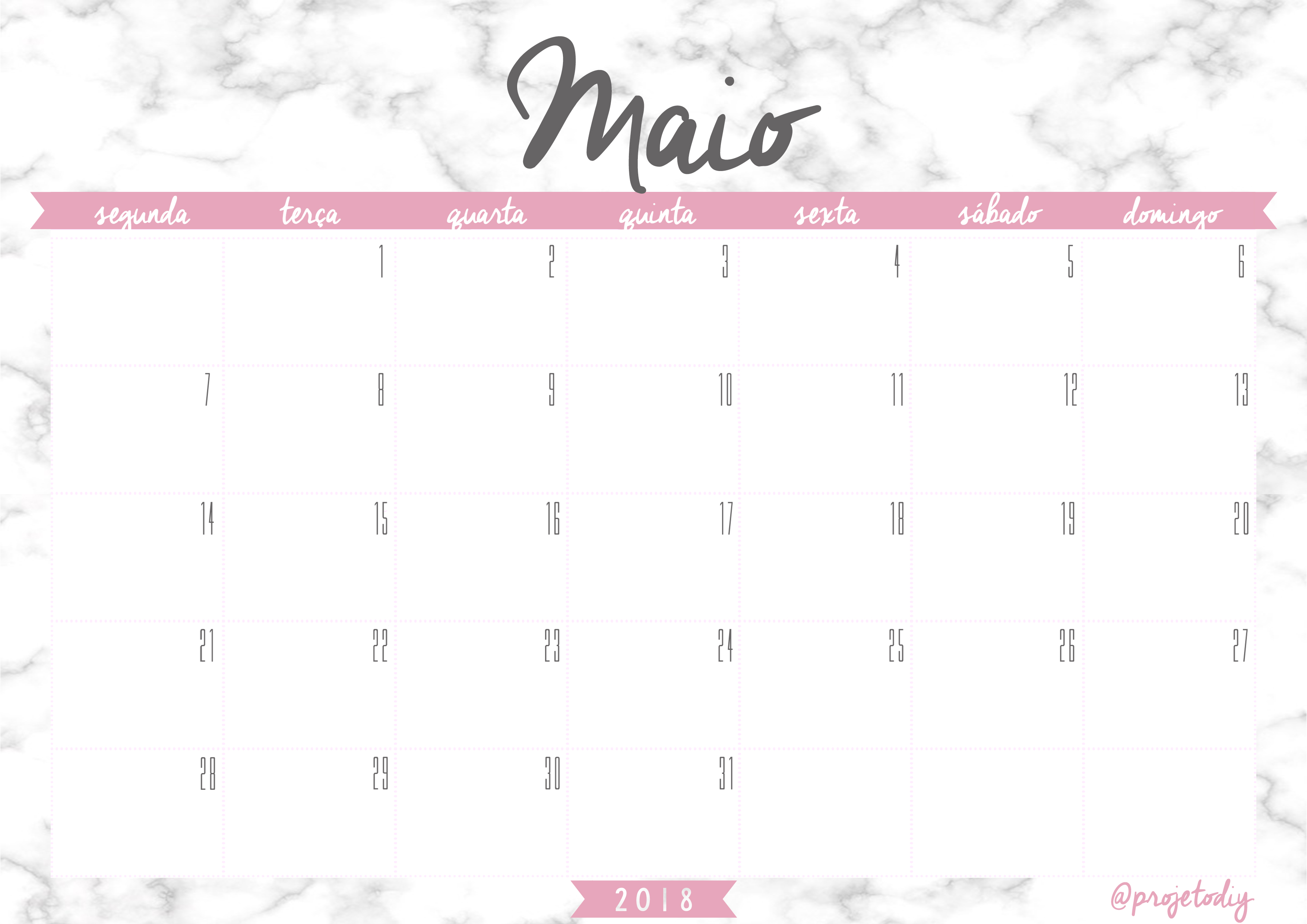 calendario 2018 - maio