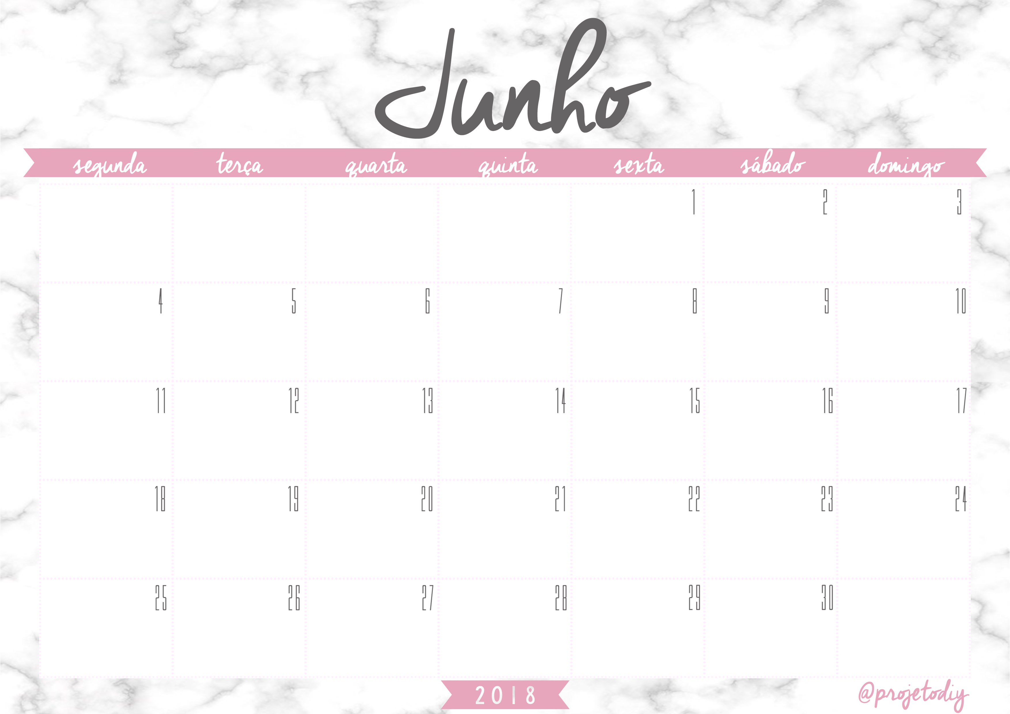 calendario 2018 - junho