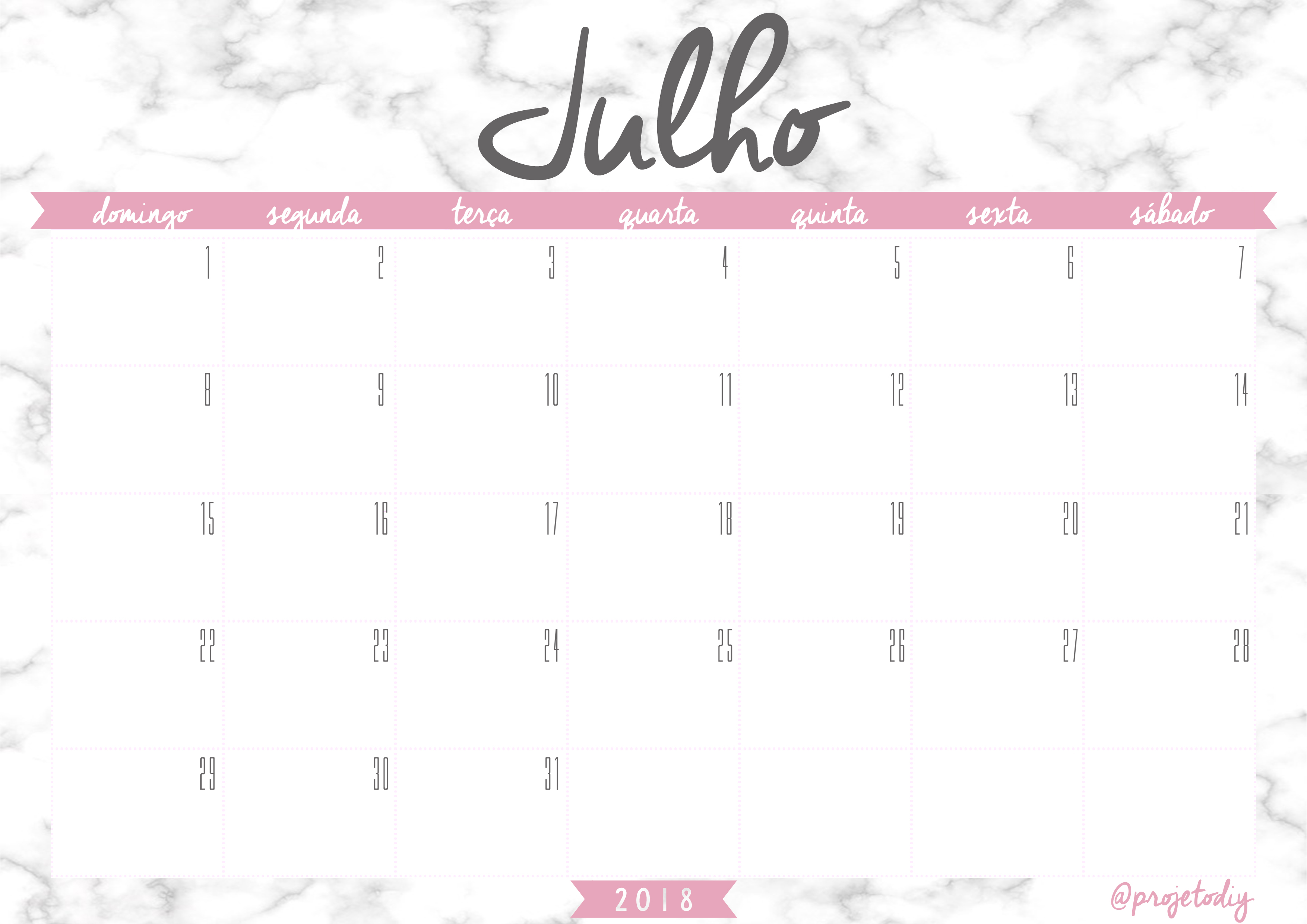 calendario 2018 - julho