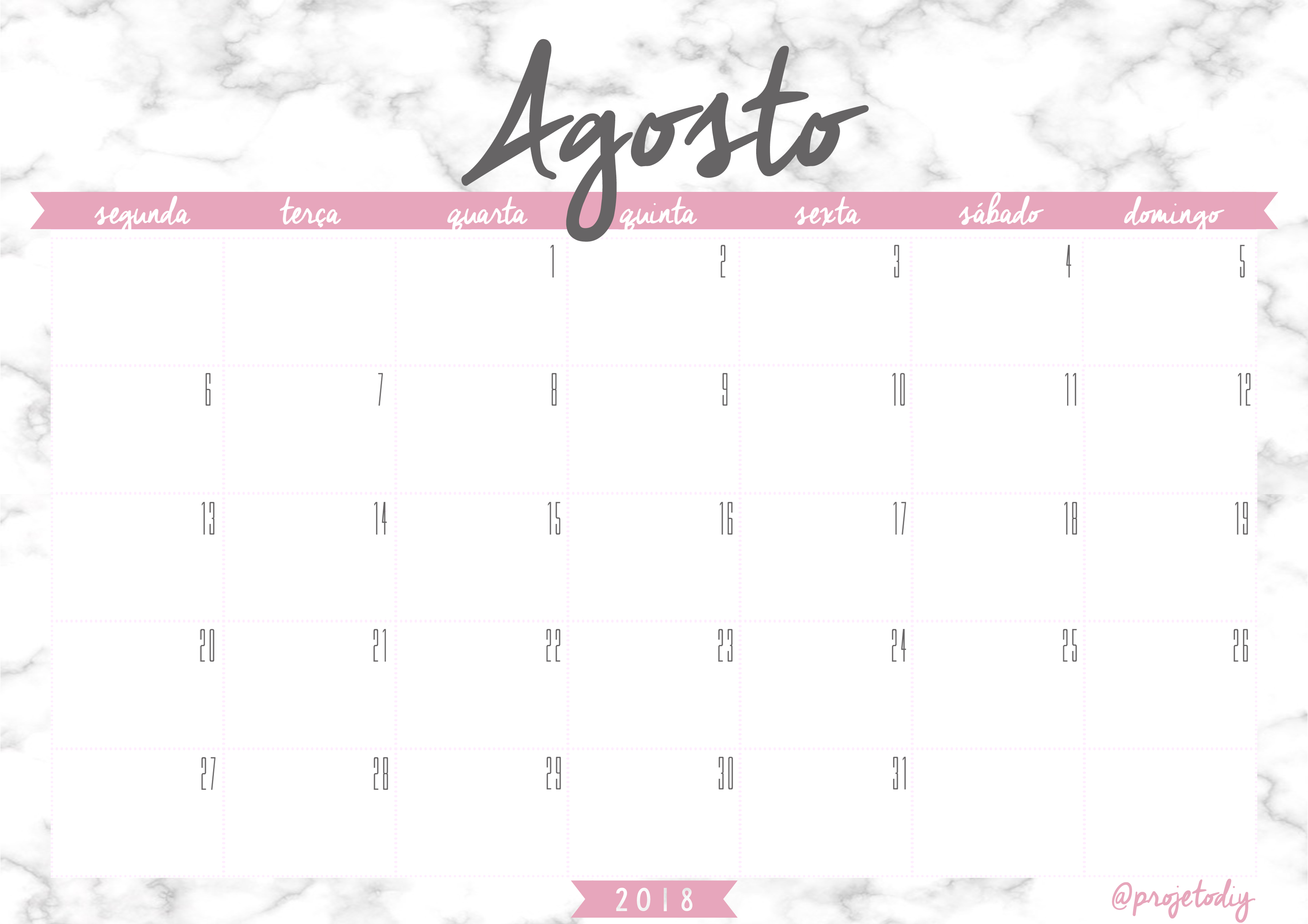 calendario 2018 - agosto