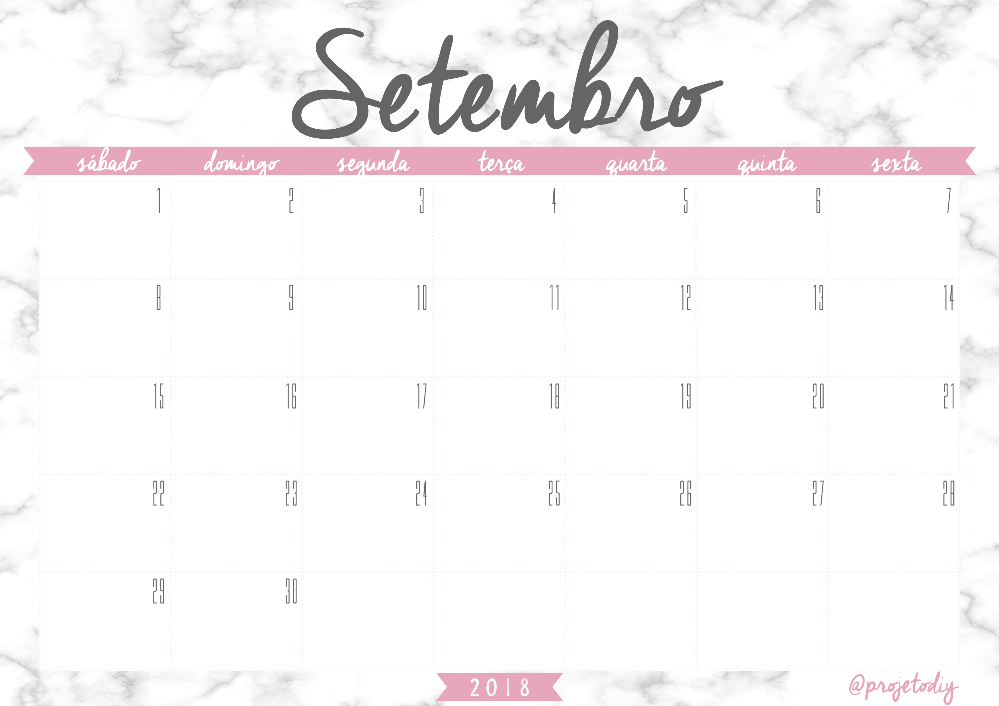 calendario 2018 - setembro