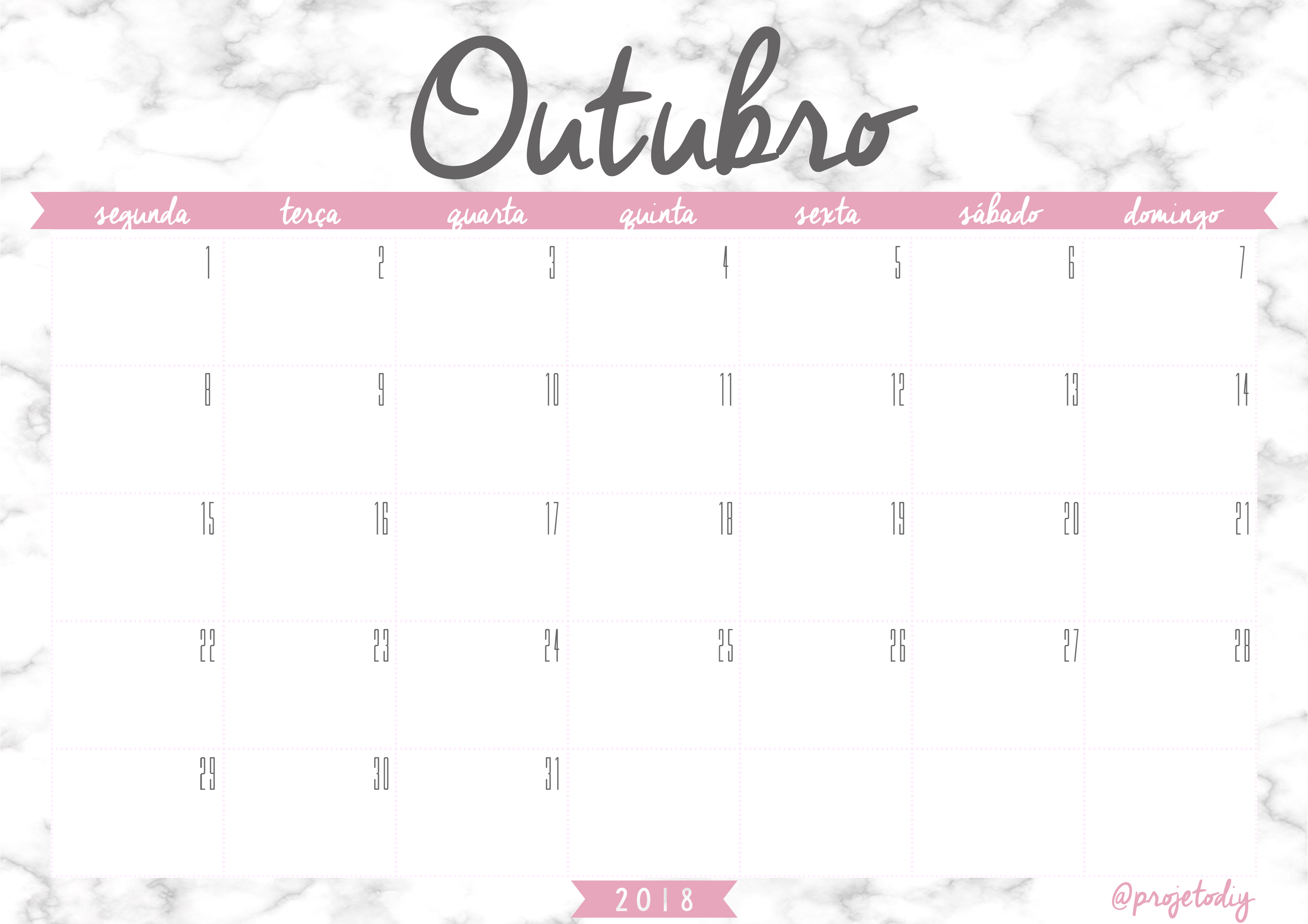 calendario 2018 - outubro