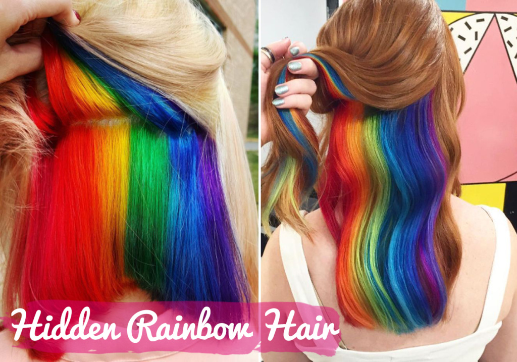cabelo arco íris - hidden rainbow hair